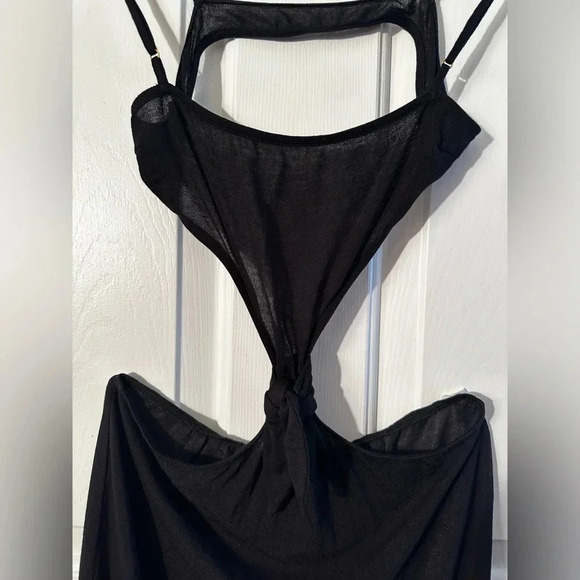 WEWOREWHAT SWIM M Knit Knot Midi Slinky Sexy Cut Out Coquette Sheer Revealing - Picture 10 of 16